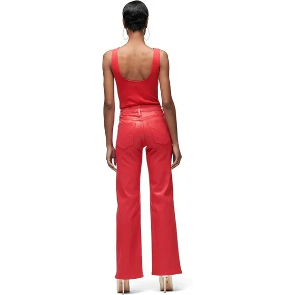 Womens Wide Leg Jeans High-Rise Cotton Modal Stretch Zipper Closure
